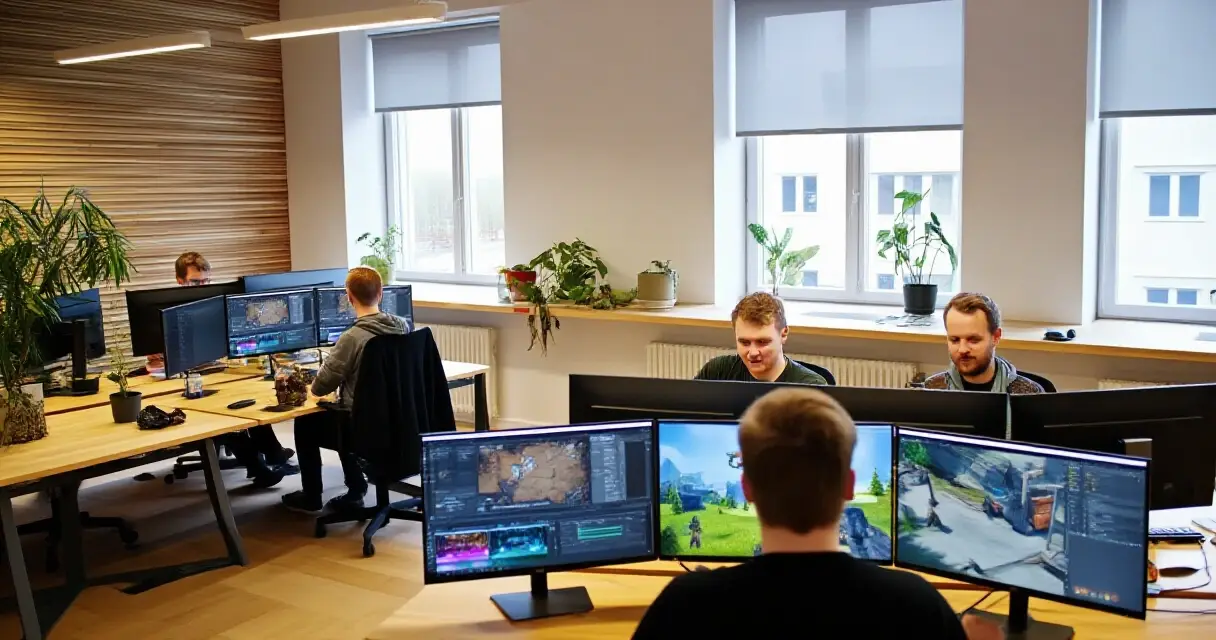 Suomalaisen pelistudion kehitt&auml;ji&auml; ty&ouml;ss&auml;&auml;n Helsingiss&auml;